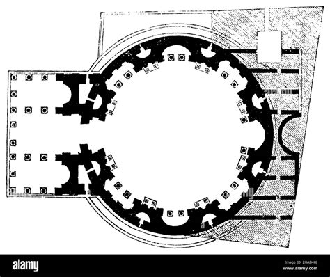 Pantheon of Rome. Floor plan, , (cultural history book, 1892), Pantheon ...