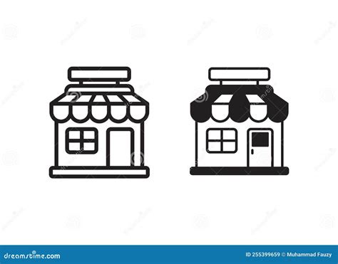 Store Building Icon with Black and White Design Stock Vector ...