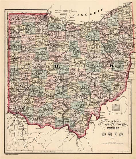 County & Township Map of the State of Ohio - Art Source International