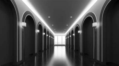 Sleek Office Corridor With A Striking Black Wall 3d Render Background, Corridor, Hallway, Office ...