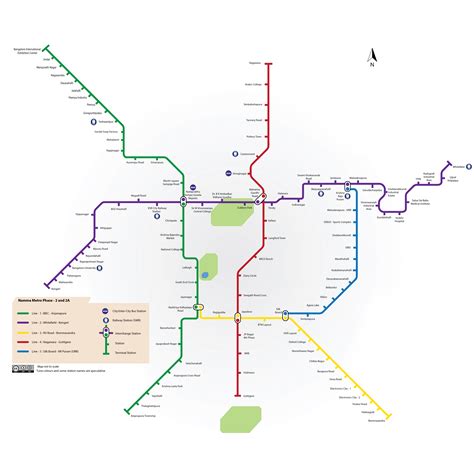 Official Phase 2 Map of Namma Metro. Currently, construction of the 73km extension is in full ...