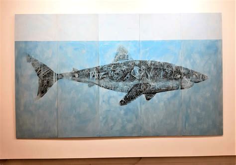 The Great White Shark, 2019. Graphite and acrylic on plywood. 180 x 300 ...