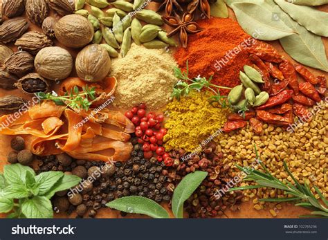 Herbs And Spices Selection. Aromatic Ingredients And Natural Food ...