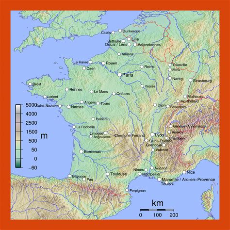 Physical map of France | Maps of France | Maps of Europe | GIF map | Maps of the World in GIF ...