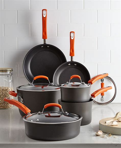 Rachael Ray Hard-Anodized 10 Piece Cookware Set, Orange & Reviews - Cookware - Kitchen - Macy's