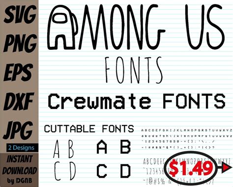 Among Us Fonts Bundle Among Us Fonts SVG Among Us Alphabet | Etsy