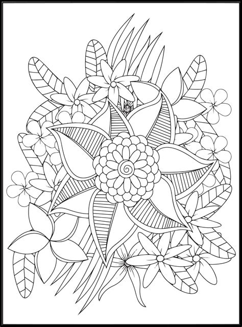 Doodles Flowers Coloring Pages 19509036 Vector Art at Vecteezy