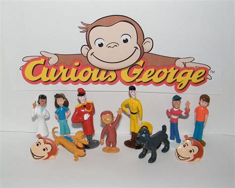 Amazon.com: HAPPITOYS Curious George Deluxe Figure Set of 12 Toy Kit with 2 MonkeyRings & 10 ...