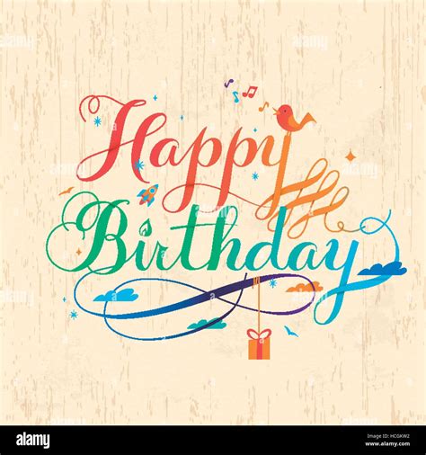 colorful Happy Birthday calligraphy design in lovely style Stock Vector ...