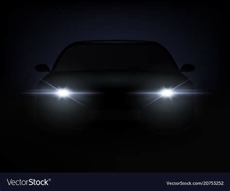 Realistic car lights effect from darkness Vector Image