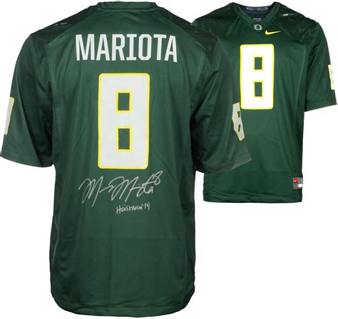 Marcus Mariota Oregon Ducks Autographed Green Nike Jersey with 2014 Heisman Inscription