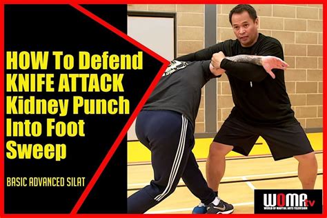 HOW To Defend KNIFE ATTACK Kidney Punch Into Foot Sweep SILAT | Self defense moves, Martial arts ...