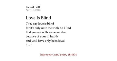 Love Is Blind by David Boff - Hello Poetry