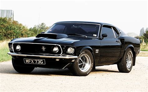 HD wallpaper: black Ford Mustang Fastback, the sky, 1969, the bushes ...