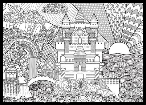 Castle Zentangle 1 Coloring Mural by Magic Murals