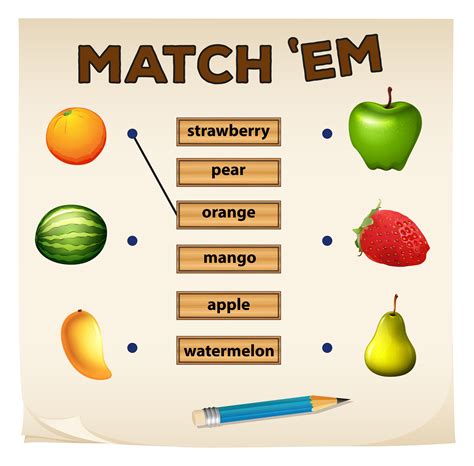 Matching game with fresh fruits 448320 Vector Art at Vecteezy