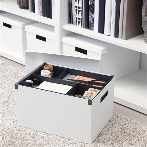 TJENA Storage box with lid, white, 9 ¾x13 ¾x7 ¾" - IKEA