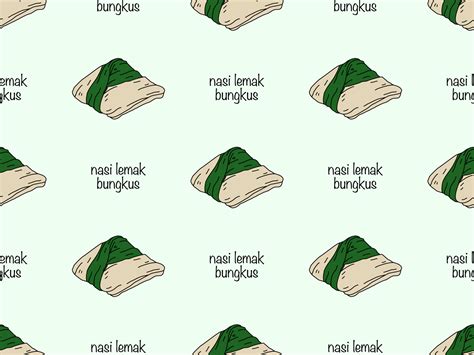 Nasi lemak bungkus cartoon character seamless pattern on green background 15109029 Vector Art at ...