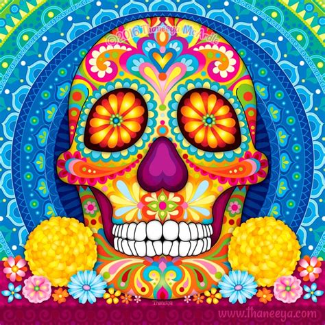 Day of the Dead Art: A Gallery of Colorful Skull Art Celebrating Dia de ...