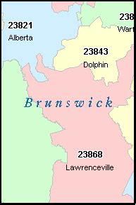 BRUNSWICK County, Virginia Digital ZIP Code Map