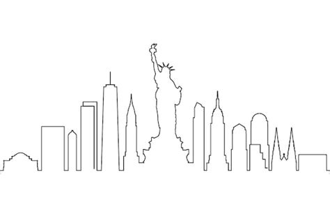 NEW YORK USA Line Skyline City Outline Silhouette Vector - Etsy