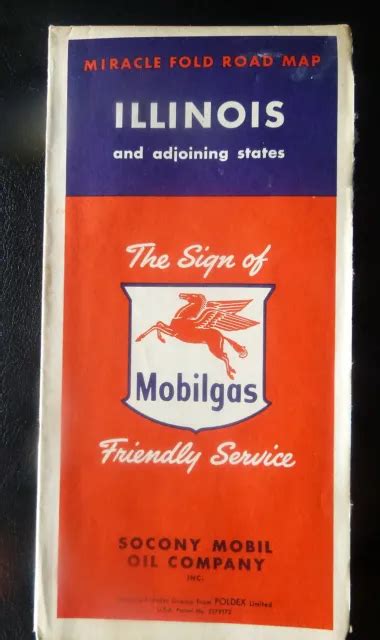1956 ILLINOIS ROAD map Socony Mobil oil gas Mobil route 66 $10.99 - PicClick