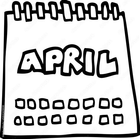 line drawing cartoon calendar showing month of april Stock Illustration ...