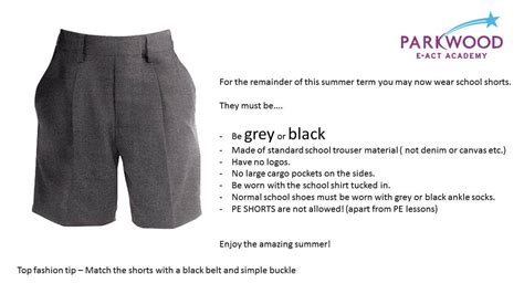 Uniform Change - Shorts Policy - Parkwood Academy