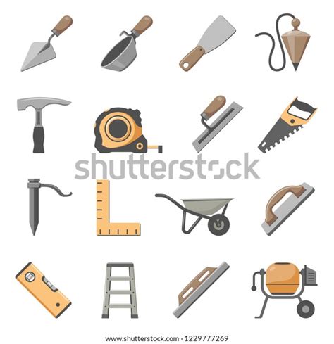 Masonry Tools Icon Set Stock Vector (Royalty Free) 1229777269 ...