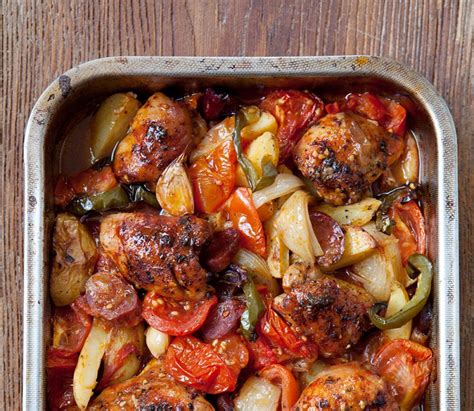 Spanish-style chicken bake - Recipes - Hairy Bikers