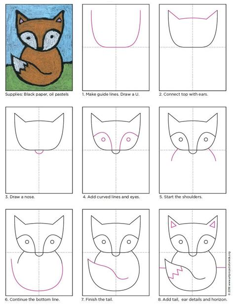 Easy How to Draw a Simple Fox Tutorial and Fox Coloring Page | Cute fox ...