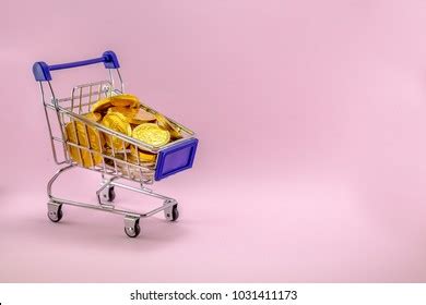Red Background Golden Shopping Cart Full Stock Photo 1266324661 | Shutterstock