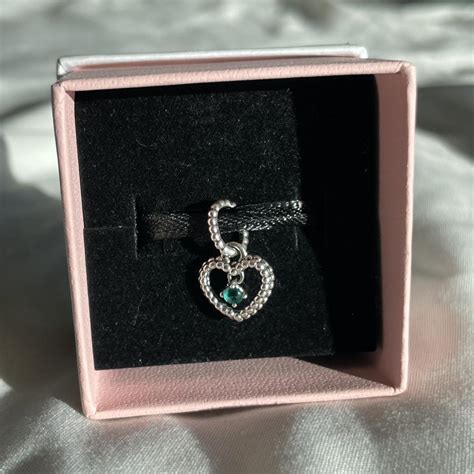 silver emerald birthstone pandora charm 925 silver... - Depop