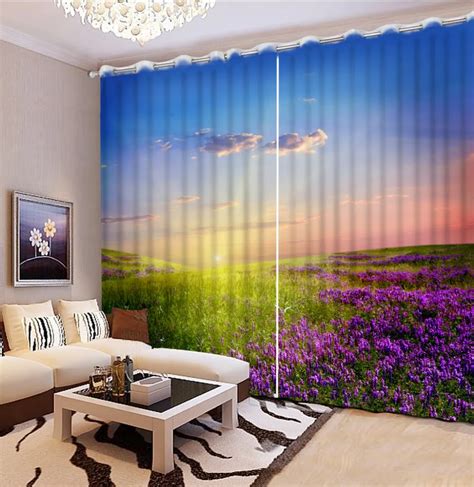 Lavender sun sunset Custom 3D Curtain Bedroom Living Room Hote Office 3D Photo Print Blackout ...