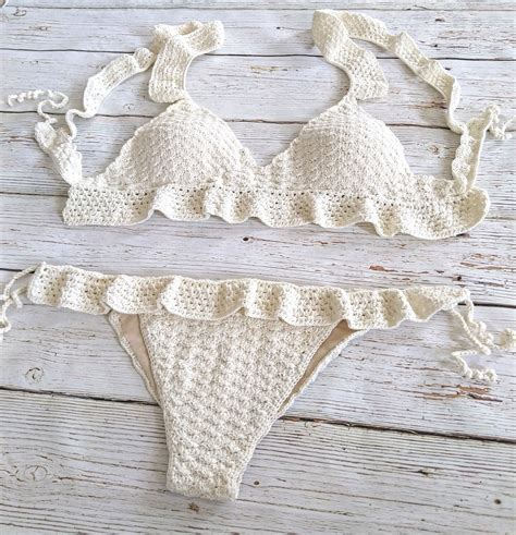 Handmade crocheted bikini, soft cotton yarn, crochet bikini, 2019 beach bikini, crochet swimwear ...