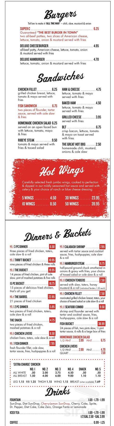 Mr C's Restaurant menu in Concord, North Carolina, USA