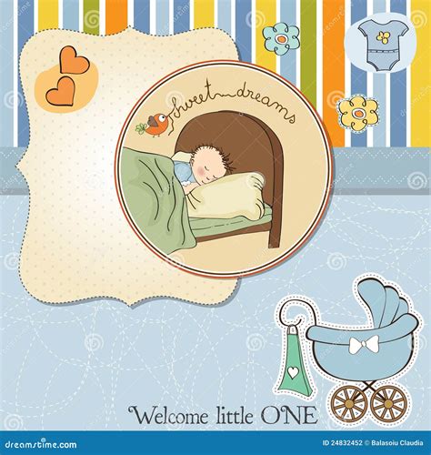 Baby boy announcement card stock vector. Illustration of childish - 24832452