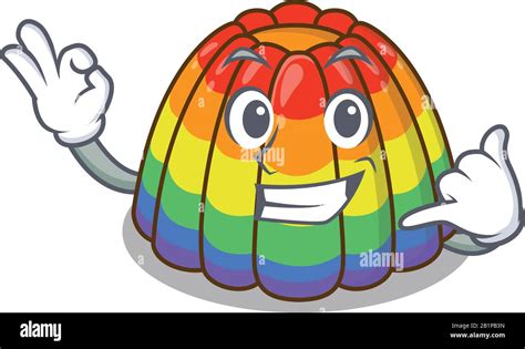 Call me funny rainbow jelly cartoon character concept Stock Vector ...