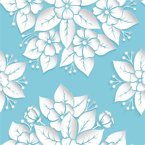 Papel de Parede Floral Fundo Azul em 3D | Elo7 Produtos Especiais