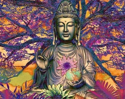 Colorful Buddha Tree | Buddha art, Cross paintings, Canvas art prints