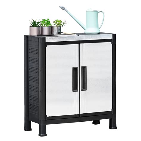 Outsunny Garden Storage Cabinet Adjustable Shelves Tool Shed Waterproof ...