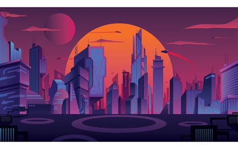 Futuristic City Landscape - Illustration - TemplateMonster