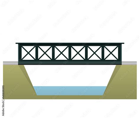 Vector train bridge in 2d side view and isolated on white background ...