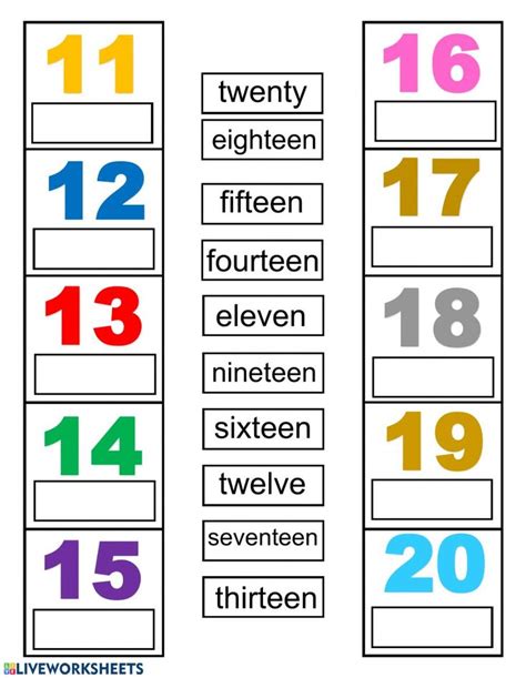 Numbers 11 to 20 listen worksheet | Belajar, Aktivitas montessori ...