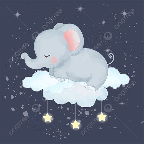 Cute Baby Elephant Vector Art PNG, Cute Little Baby Elephant Sleeping, Baby Elephant Clipart ...