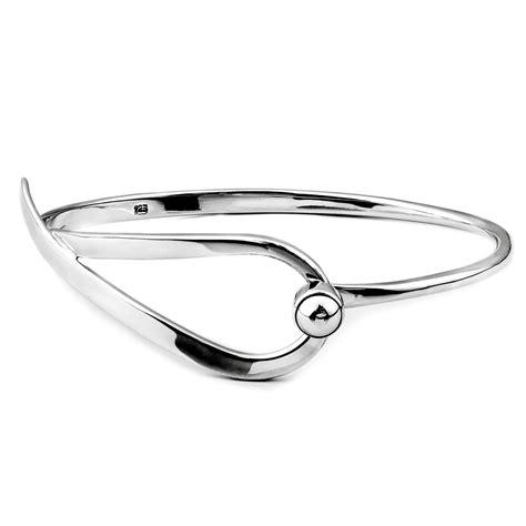 Sterling Silver Hook Top Bangle with Ribbon and Ball – Catanach's Jewellers