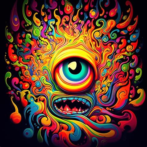 A colorful illustration of an eye with a large eye | Premium AI ...