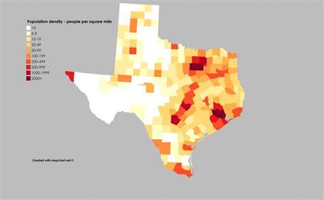 Texas Population Heat Map - Printable Maps