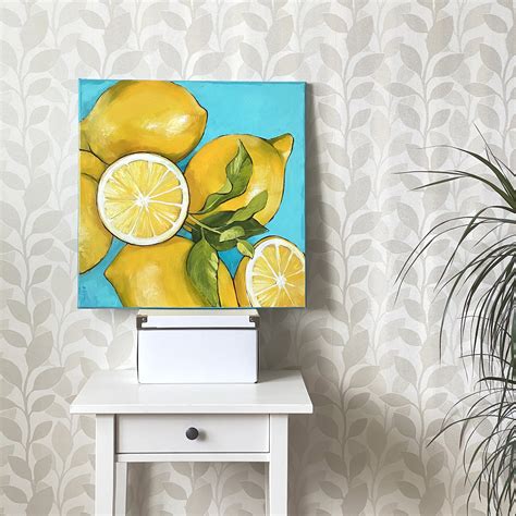 Lemon Painting Original Art on Canvas Fruits Artwork Citrus | Etsy