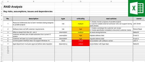 RAID Log Template - Gather Risks, Assumptions, Issues and ... (in Excel)